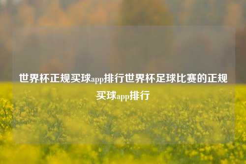 世界杯正规买球app排行世界杯足球比赛的正规买球app排行