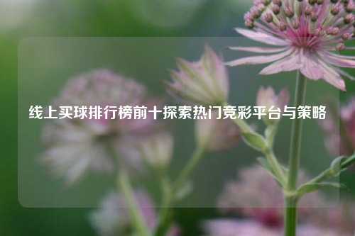 线上买球排行榜前十探索热门竞彩平台与策略
