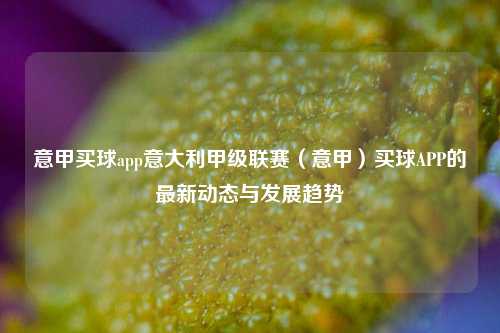 意甲买球app意大利甲级联赛（意甲）买球APP的最新动态与发展趋势