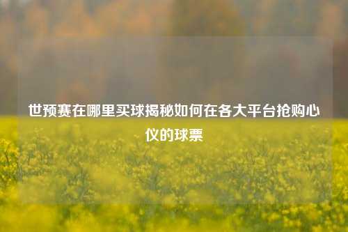 世预赛在哪里买球揭秘如何在各大平台抢购心仪的球票
