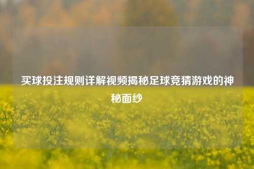 买球投注规则详解视频揭秘足球竞猜游戏的神秘面纱