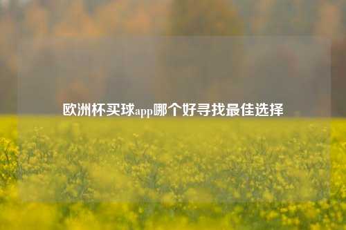 欧洲杯买球app哪个好寻找最佳选择